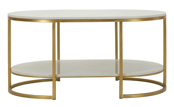 Glam bord i guldfarve, jern og marmor – 90x60x45 cm