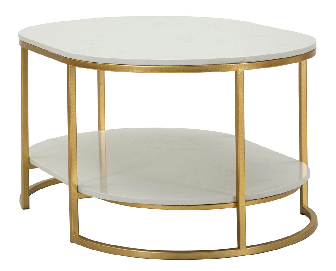 Glam bord i guldfarve, jern og marmor – 90x60x45 cm