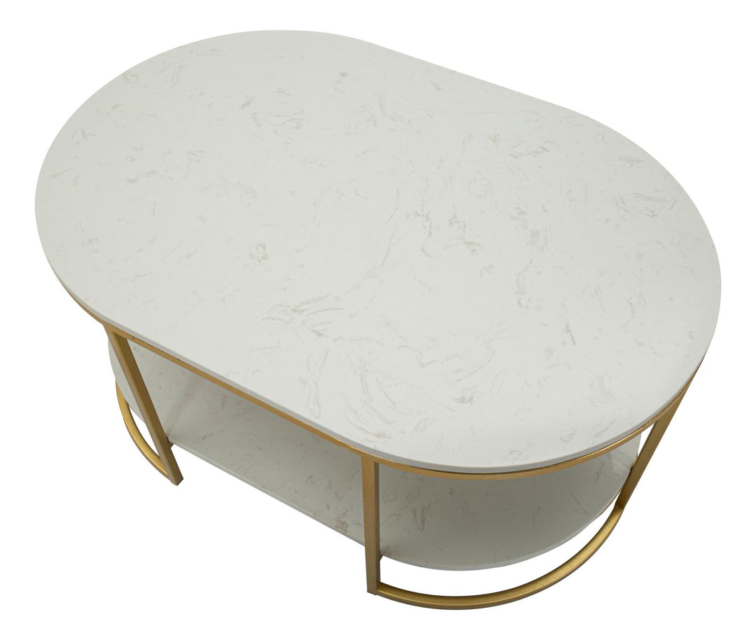 Glam bord i guldfarve, jern og marmor – 90x60x45 cm