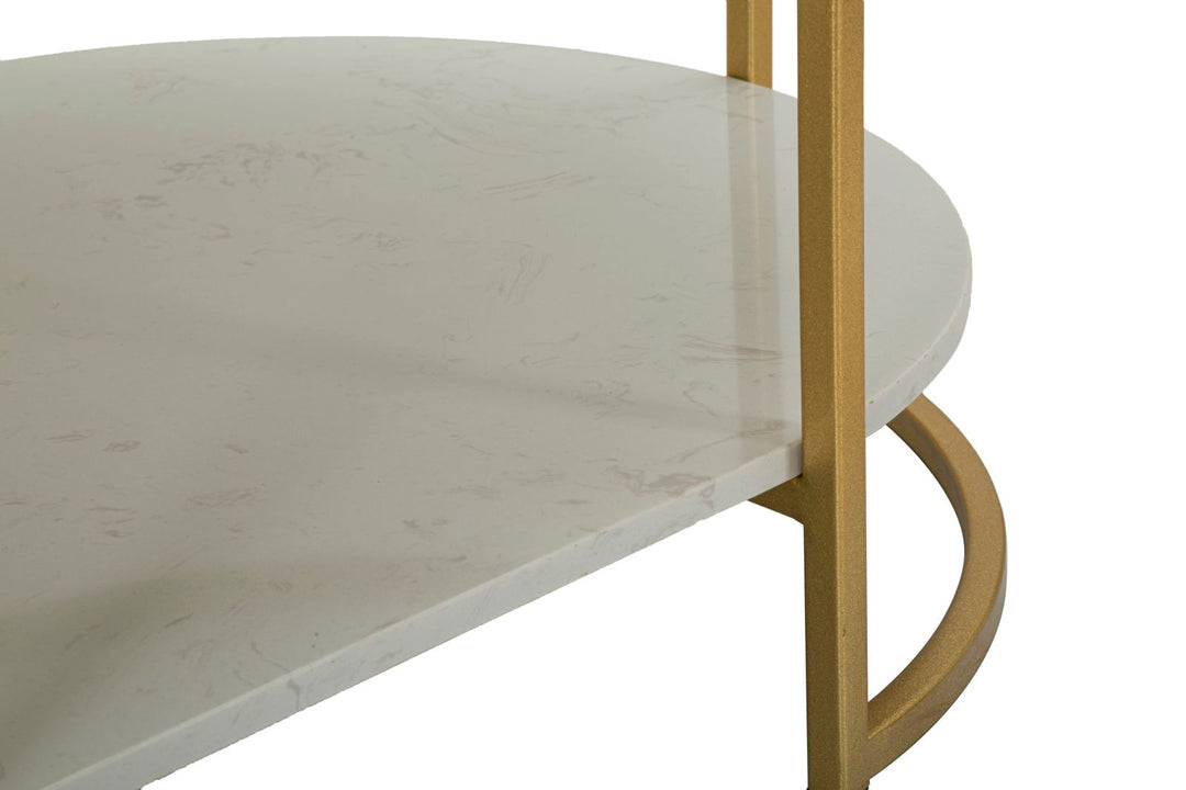 Glam bord i guldfarve, jern og marmor – 90x60x45 cm