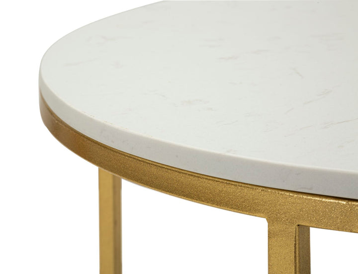 Glam bord i guldfarve, jern og marmor – 90x60x45 cm