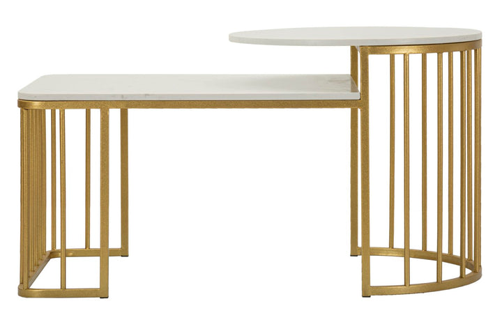 Glam bord i guldfarve i jern og marmor – 90x50x50 cm