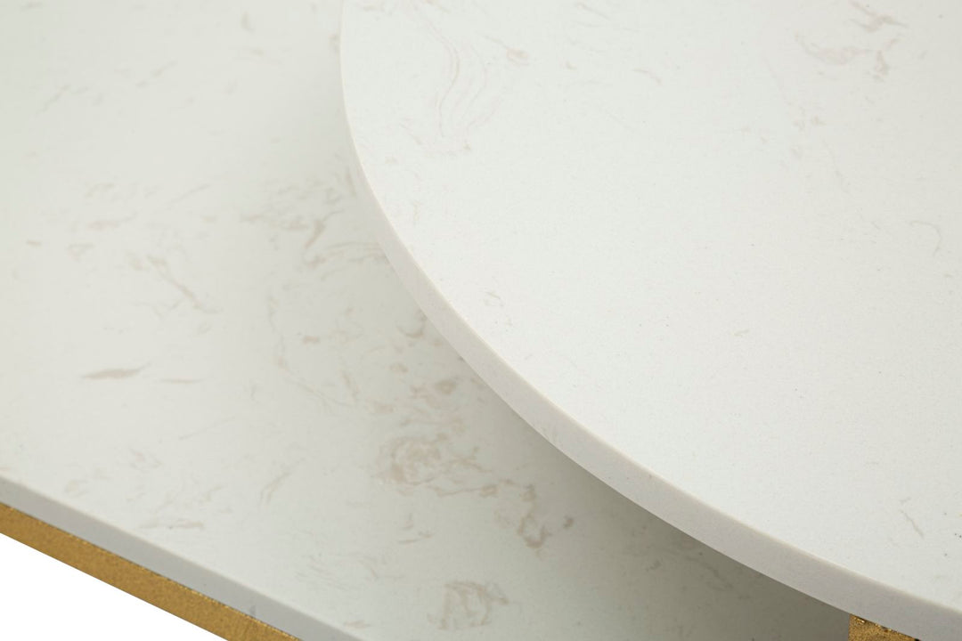 Glam bord i guldfarve i jern og marmor – 90x50x50 cm