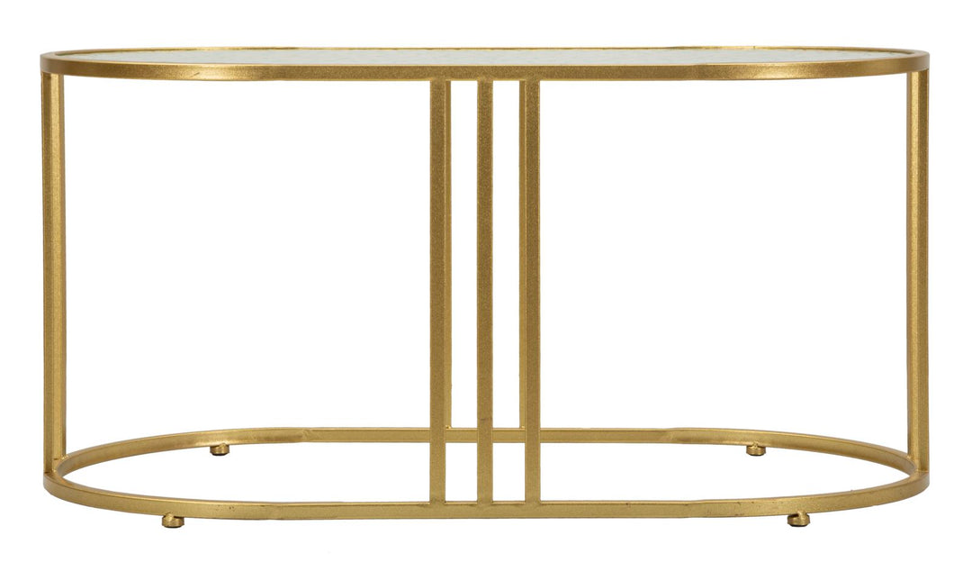 Glam bord i guldfarve i jern og glas – 90x50x45 cm