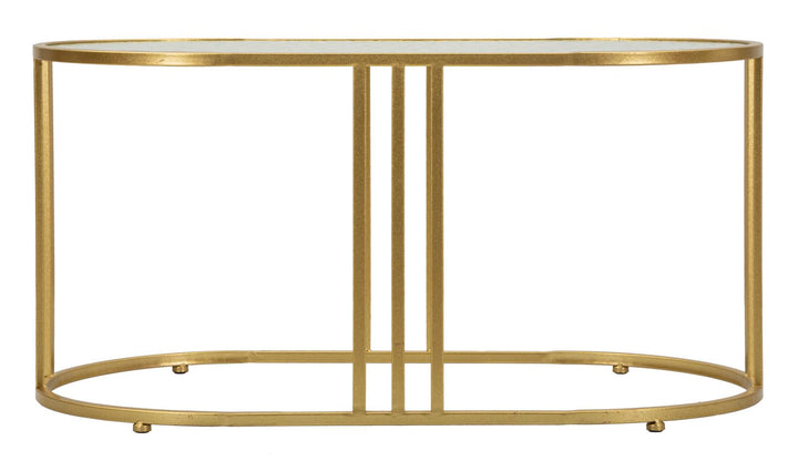 Glam bord i guldfarve i jern og glas – 90x50x45 cm