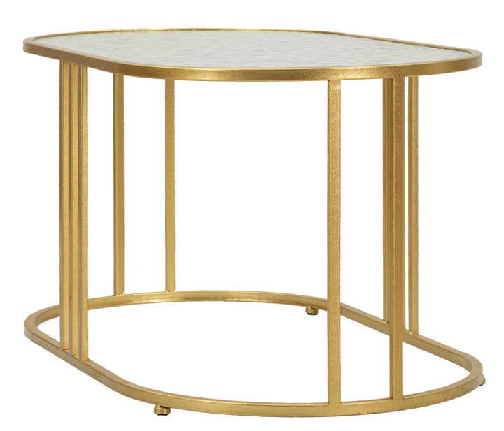 Glam bord i guldfarve i jern og glas – 90x50x45 cm