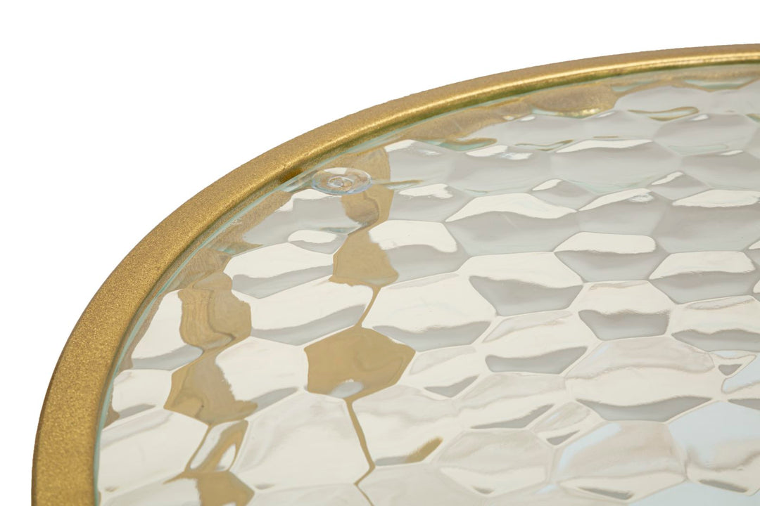 Glam bord i guldfarve i jern og glas – 90x50x45 cm