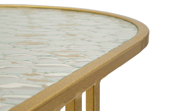 Glam bord i guldfarve i jern og glas – 90x50x45 cm