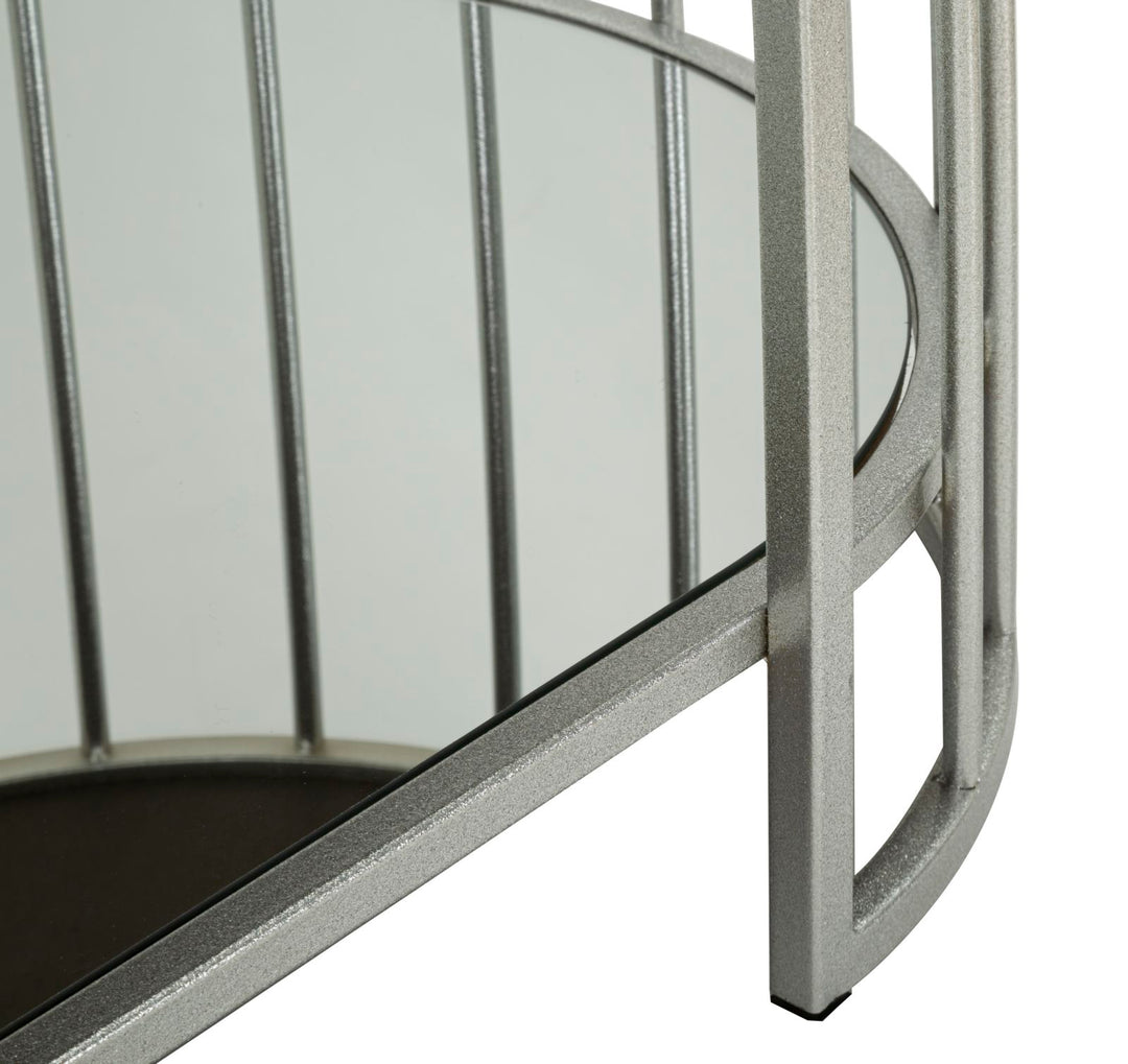 Glam bord i sølv af jern og spejl – 90x50x45 cm