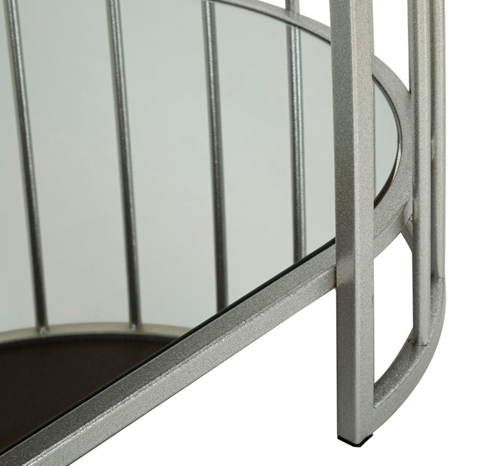 Glam bord i sølv af jern og spejl – 90x50x45 cm