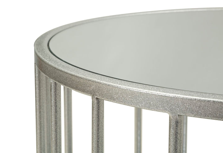 Glam bord i sølv af jern og spejl – 90x50x45 cm