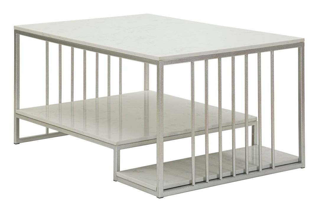 Glam bord i hvid, metal og kunstig marmor – 90x60x45 cm