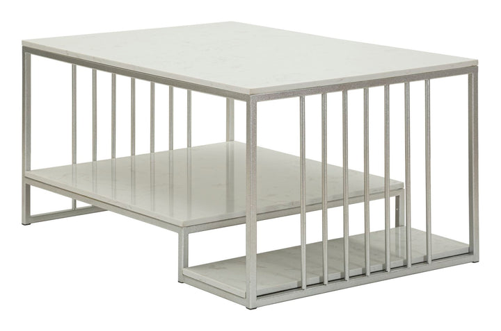 Glam bord i hvid, metal og kunstig marmor – 90x60x45 cm