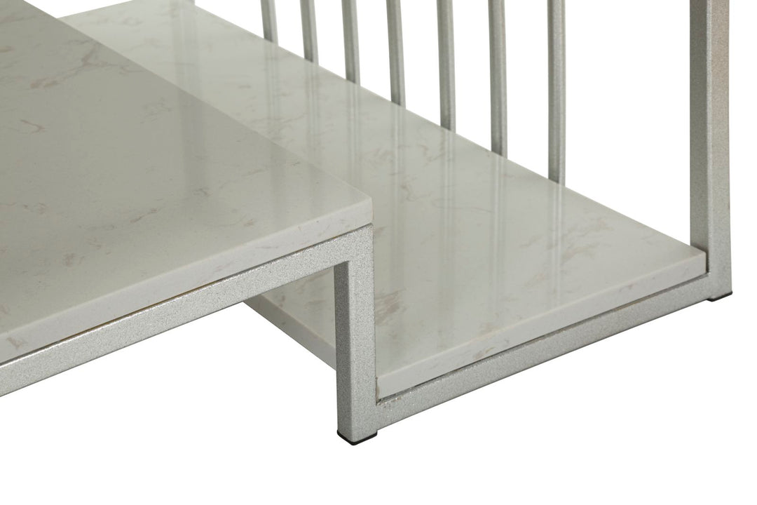 Glam bord i hvid, metal og kunstig marmor – 90x60x45 cm