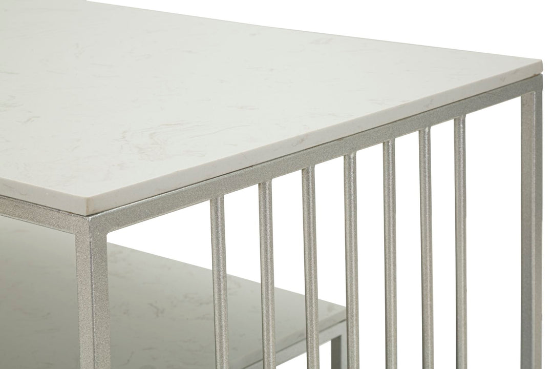 Glam bord i hvid, metal og kunstig marmor – 90x60x45 cm