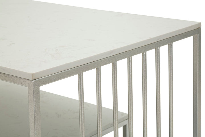 Glam bord i hvid, metal og kunstig marmor – 90x60x45 cm