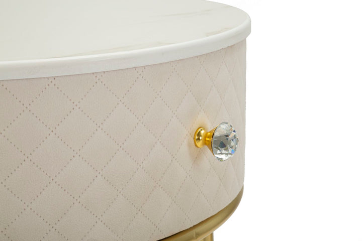 Glam bord i fyrretræ, mdf og metal, hvid med guldfarve – 52x70 36x39 cm