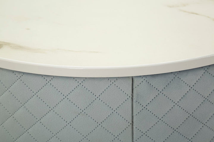 Glam bord i fyrretræ, mdf og metal, lyseblå med guldfarve – 52x70 36x39 cm