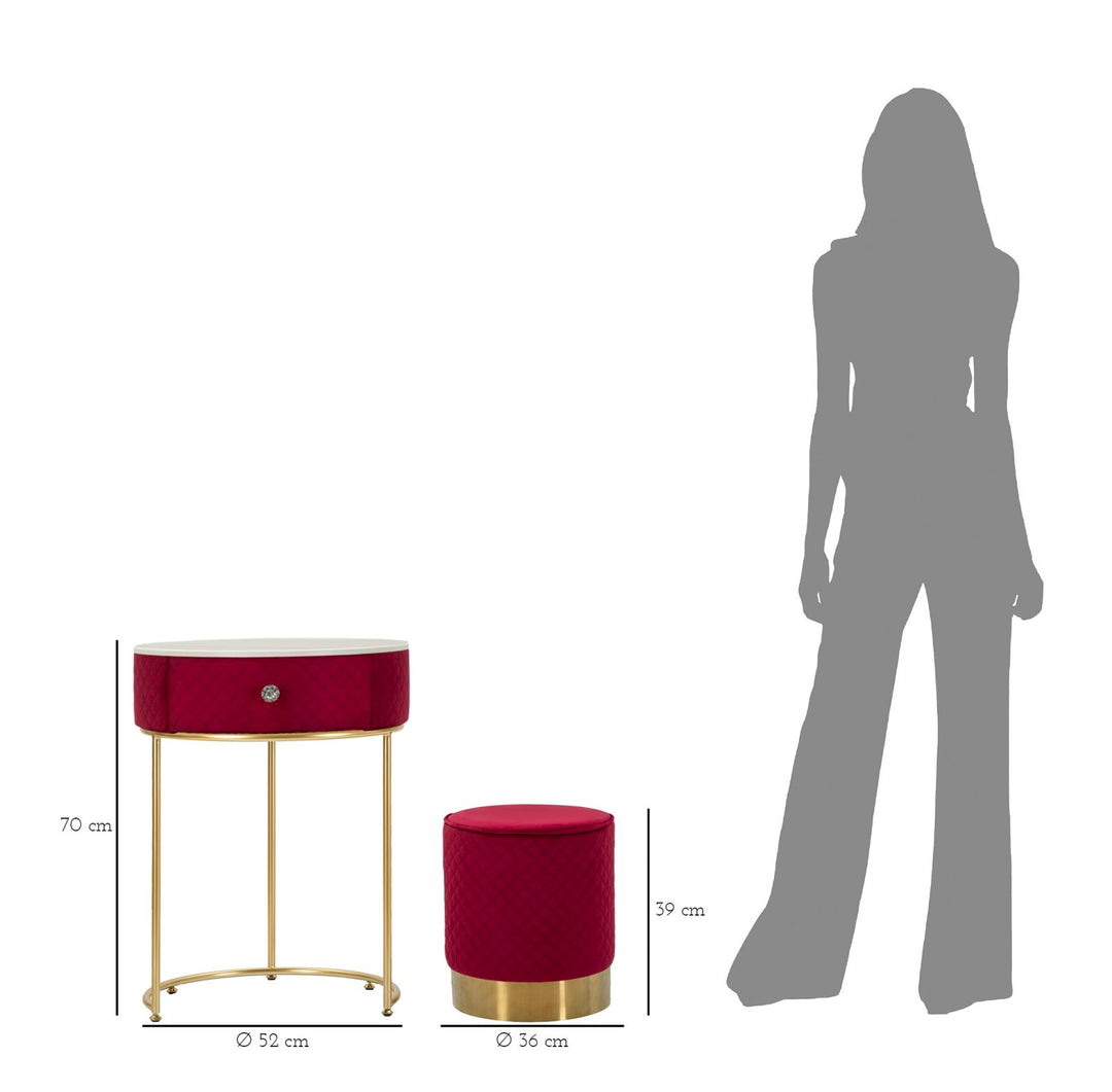 Glam bord i guldfarve, fyrretræ, MDF and metal – 52x70 36x39 cm