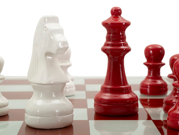 Skakbræt i polyresin og glas – 61x61x14 cm