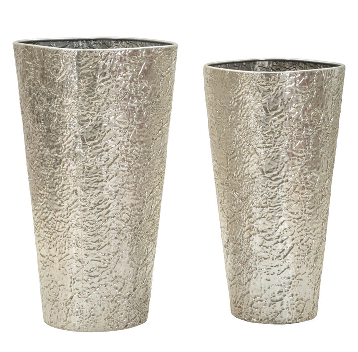 Glam vaser i sølvfarve, metal – 41x80x5 og 35x71 cm