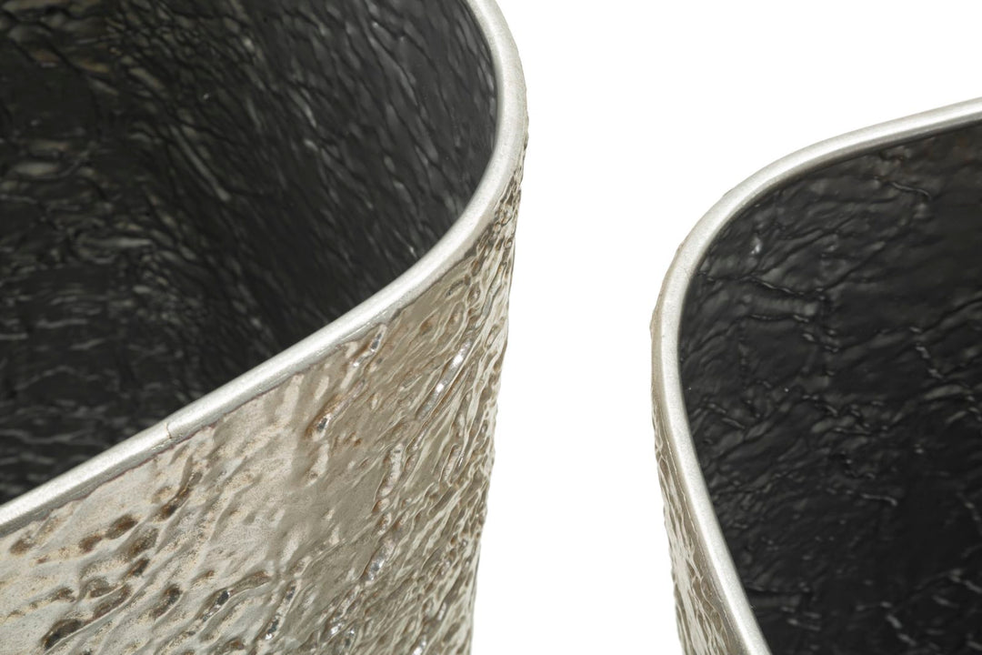 Glam vaser i sølvfarve, metal – 41x80x5 og 35x71 cm