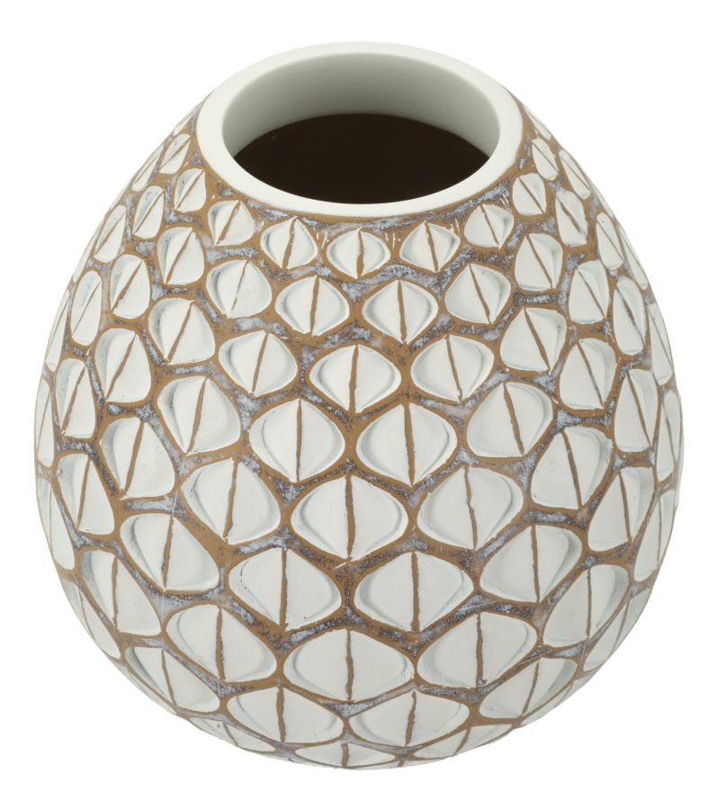 Moderne vase i hvid, polyresin – 27x27 cm