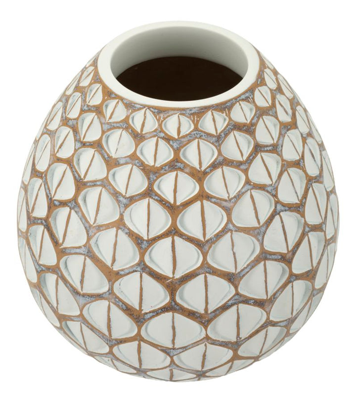 Moderne vase i hvid, polyresin – 27x27 cm