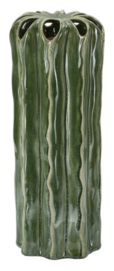 Smuk keramisk vase i grøn farve – 12x31x5 cm