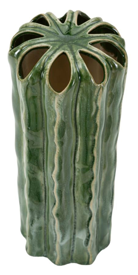 Smuk keramisk vase i grøn farve – 12x31x5 cm