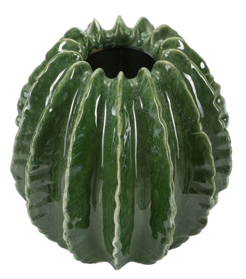 Smuk keramisk vase i grøn farve – 23x5x24 cm