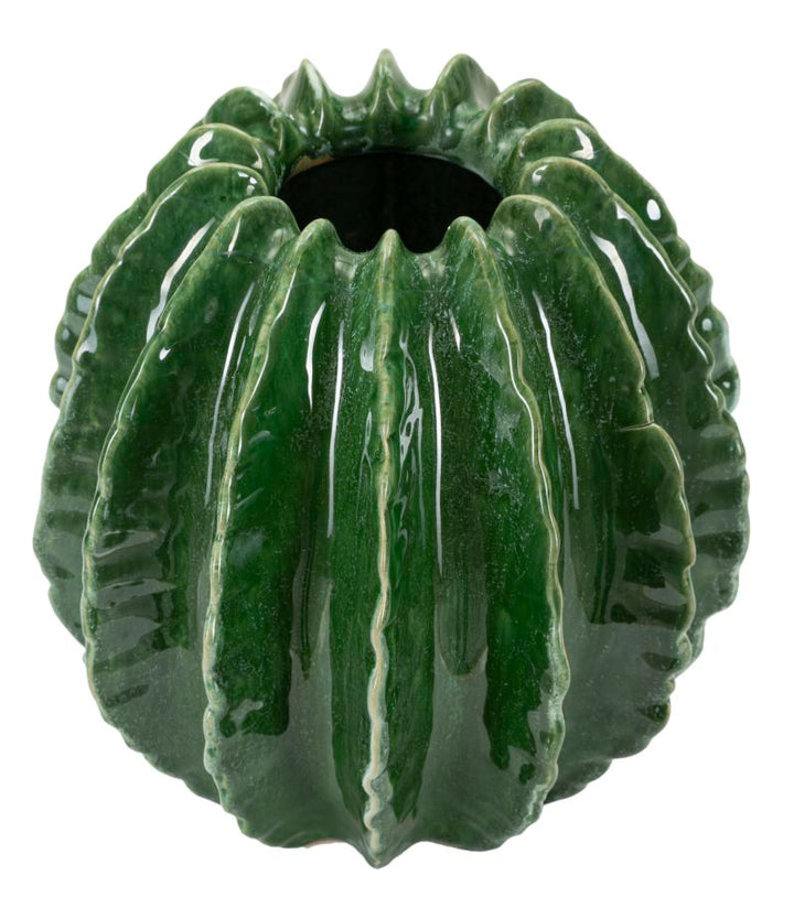 Smuk keramisk vase i grøn farve – 23x5x24 cm