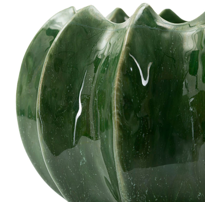 Smuk keramisk skål i grøn farve  – 13x5 cm