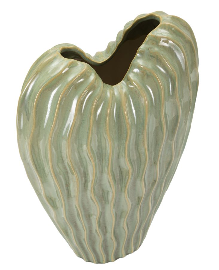 Moderne grøn vase i keramik  – 27x14x46 cm