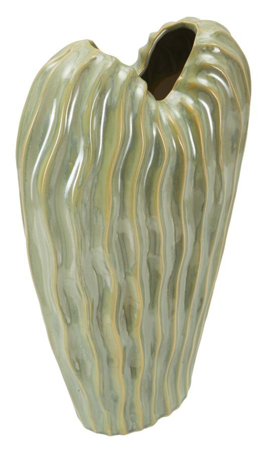 Moderne grøn vase i keramik – 22x10x39 cm