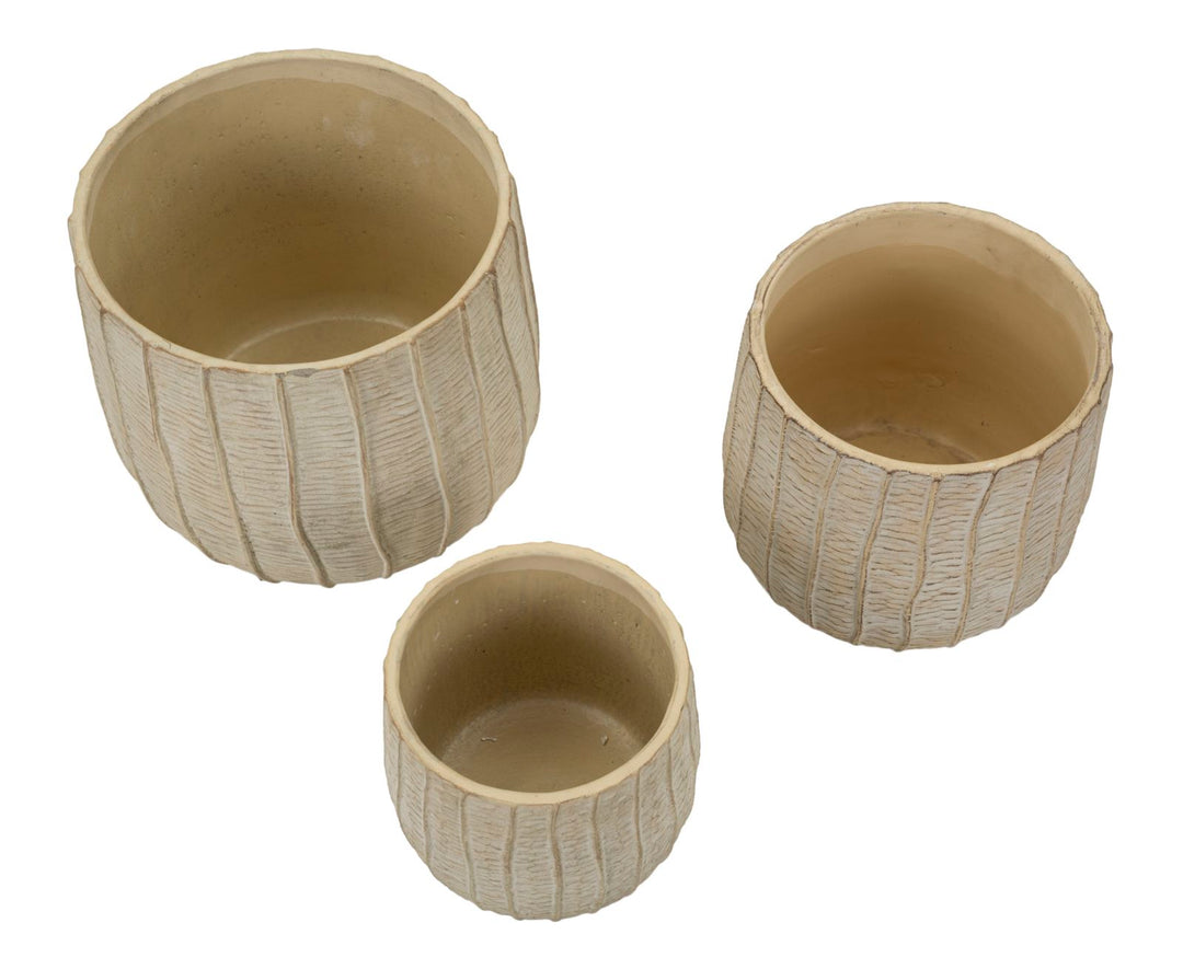 Potteplanteskjulere i creme, keramik – 30x5x27, 25x22x2, 19x5x18 cm