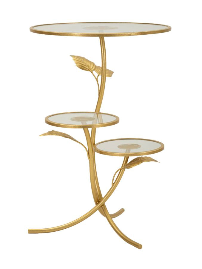 Glam bord i guldfarve, jern og glas – 54x69x5 cm