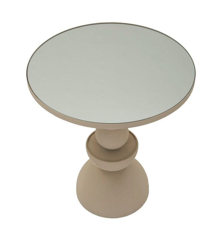 Bord i creme, jern og glas – 45x49x5 cm