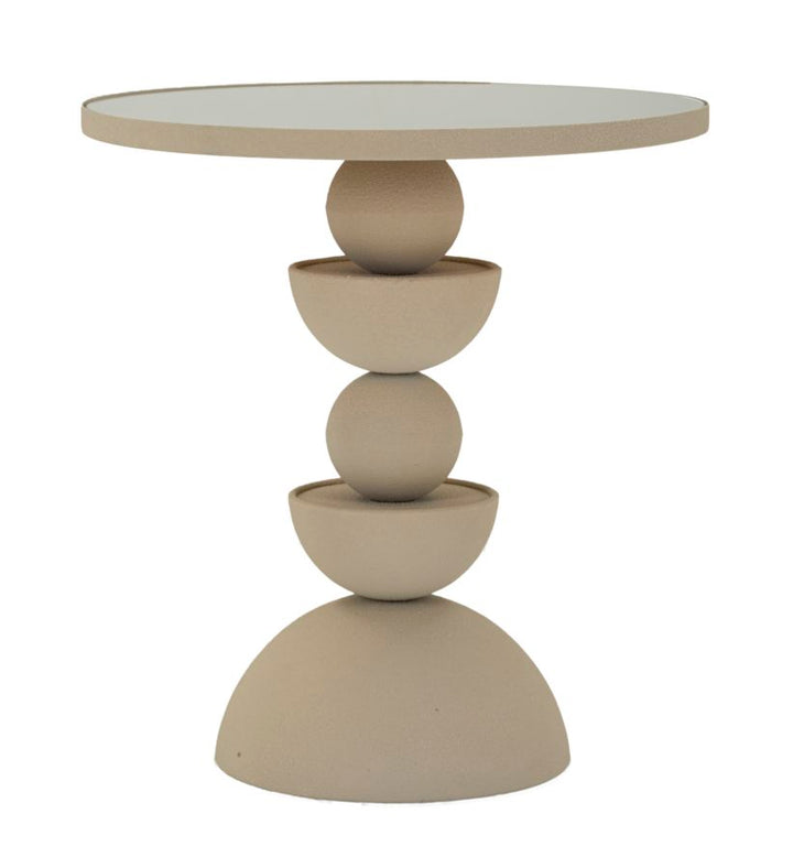 Bord i creme, jern og glas – 40x5x42 cm