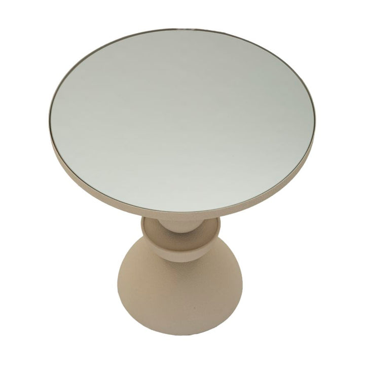 Bord i creme, jern og glas – 40x5x42 cm