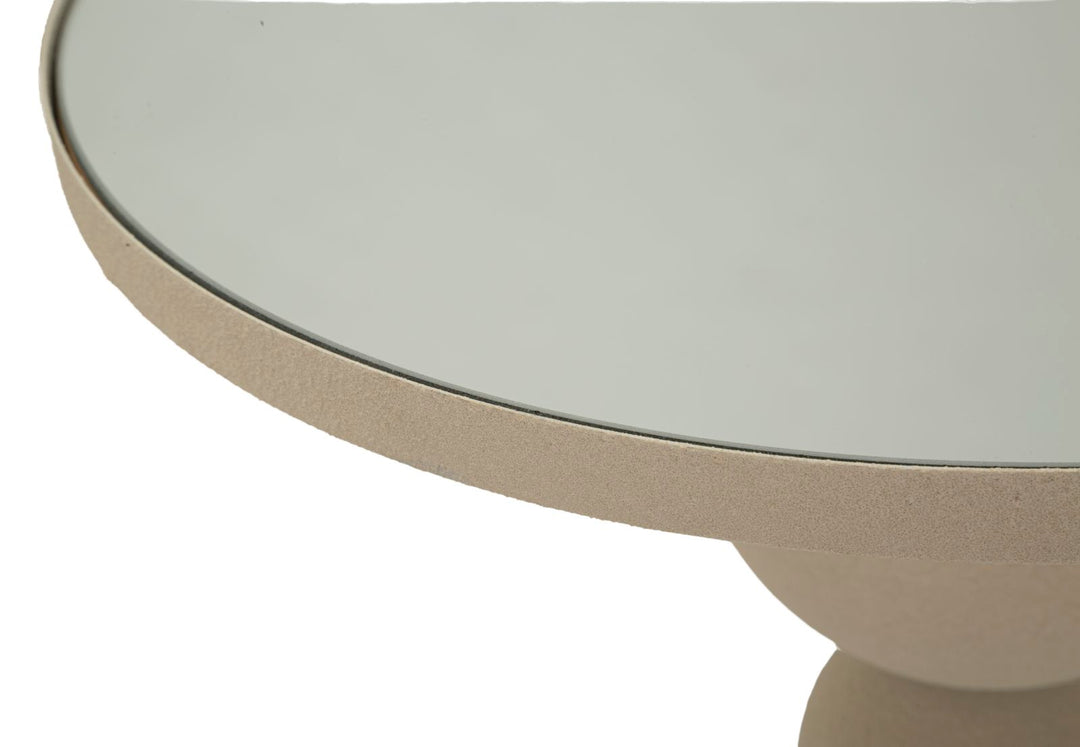 Bord i creme, jern og glas – 40x5x42 cm