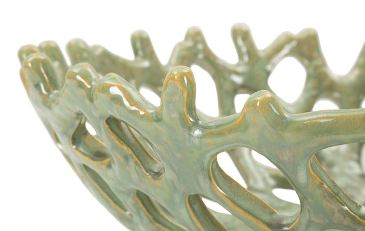 Moderne skål i grøn keramik – 35x13 cm