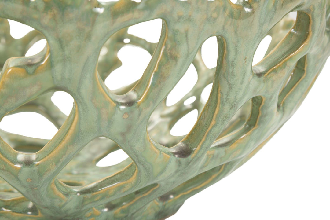 Moderne skål i grøn keramik – 35x13 cm