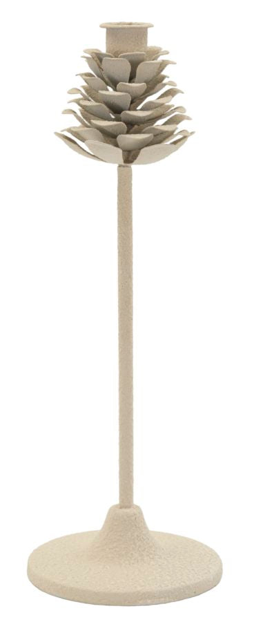 Lysestage i creme, metal – 11x5x33 cm