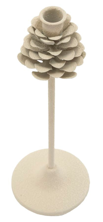 Lysestage i creme, metal – 11x5x33 cm