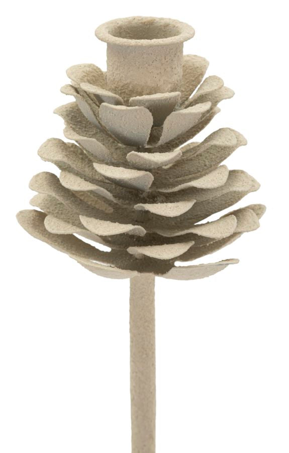 Lysestage i creme, metal – 11x5x33 cm