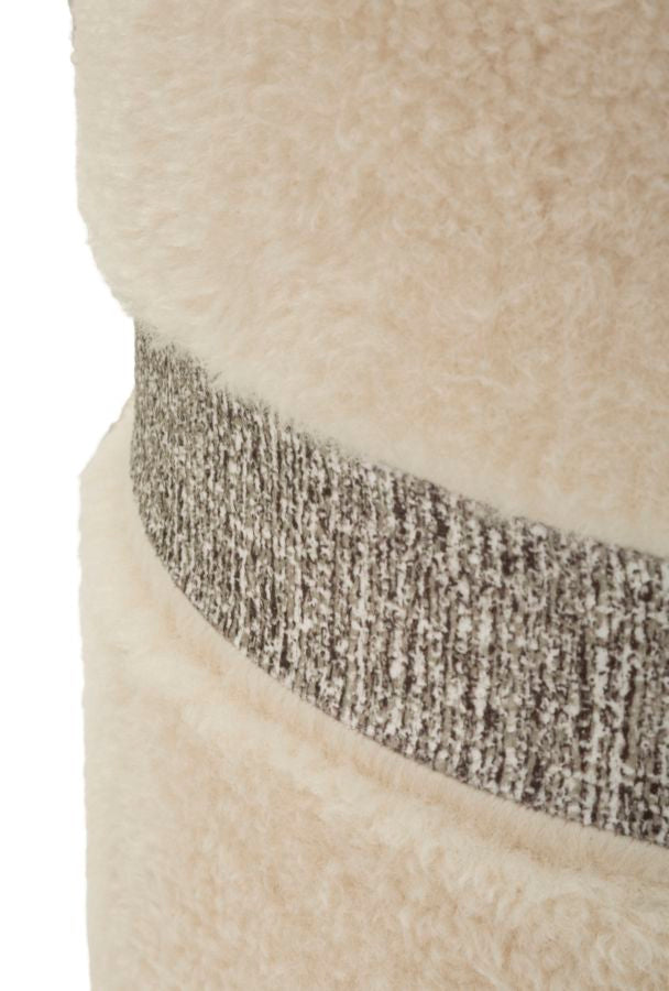 Taburetter i creme, mdf og polyester – 40x47 og 32x38 cm