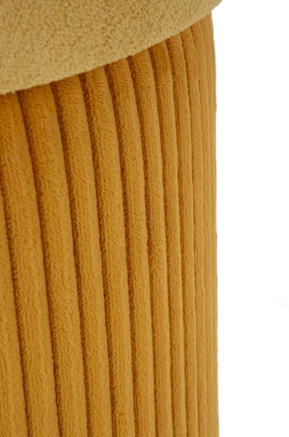 Taburetter i orange, mdf og polyester – 42x44 og 35x37 cm