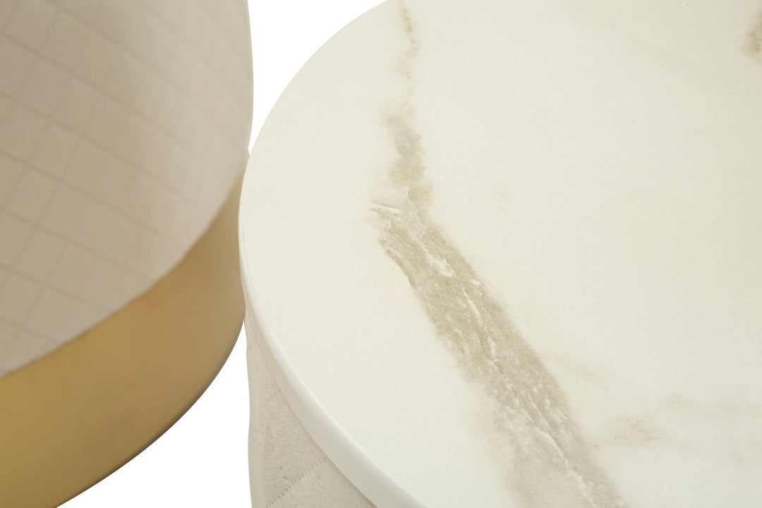 Glam sideborde i guldfarve, fyrretræ, mdf og metal