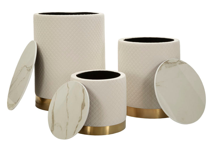 Glam sideborde i guldfarve, fyrretræ, mdf og metal